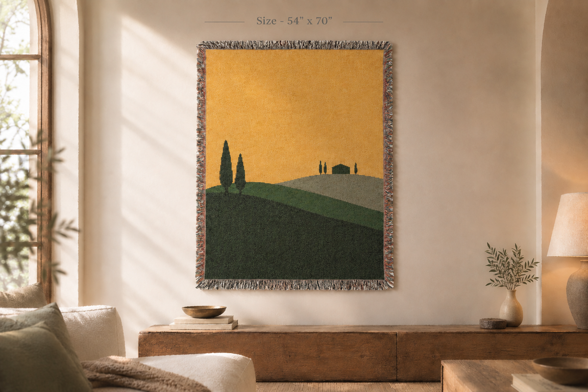 Woven Wall Tapestries — Large Tuscan Countryside Wall Hanging Decor & Tapestry Wall Art