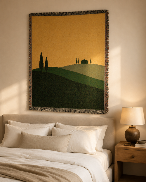 Woven Wall Tapestries — Large Tuscan Countryside Wall Hanging Decor & Tapestry Wall Art