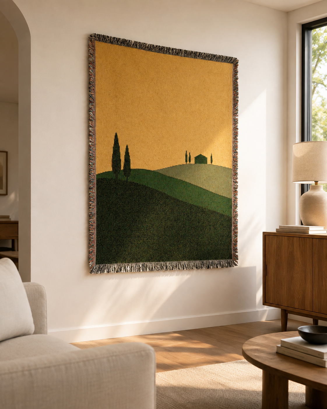 Woven Wall Tapestries — Large Tuscan Countryside Wall Hanging Decor & Tapestry Wall Art